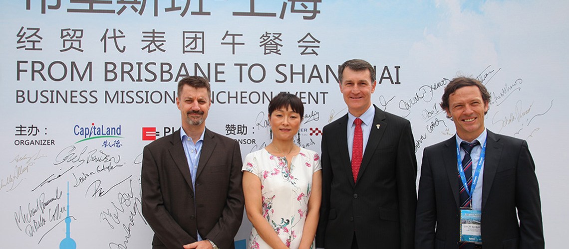 Place Design Group MD, China, Mark Burgess and Place Design Group MD, Shaun Munday with Brisbane Lord Mayor, Graham Quirk