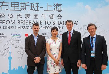 Place Design Group MD, China, Mark Burgess and Place Design Group MD, Shaun Munday with Brisbane Lord Mayor, Graham Quirk